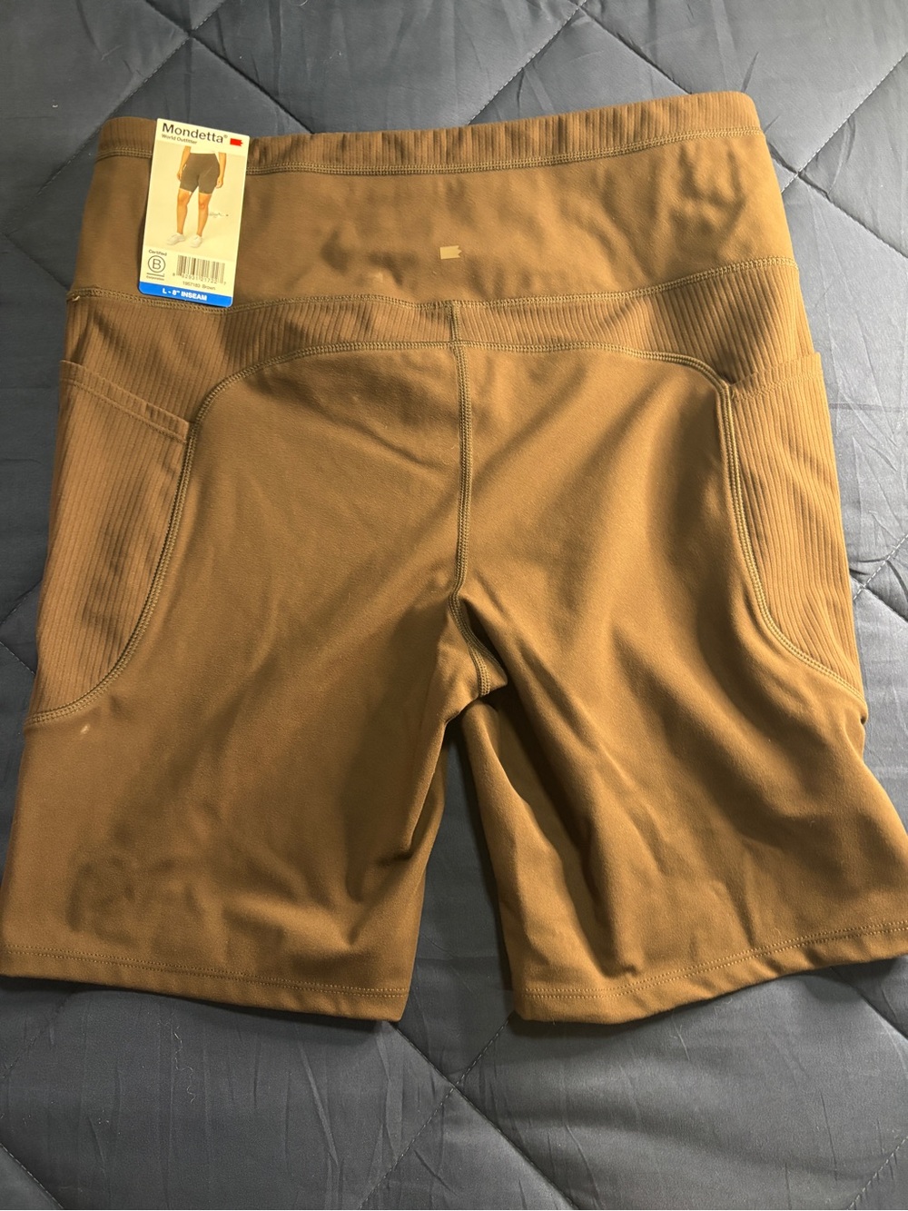 Mondetta Women's High-Rise Athletic Shorts in Chocolate Brown NWT Size L